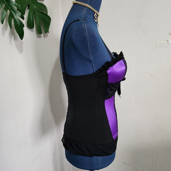 Black and Purple Dress Up Bustier Corset Style Top - Picture 5 of 10